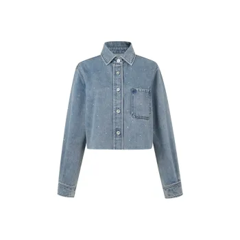 Three Quarters Cropped Coats Women's Blue