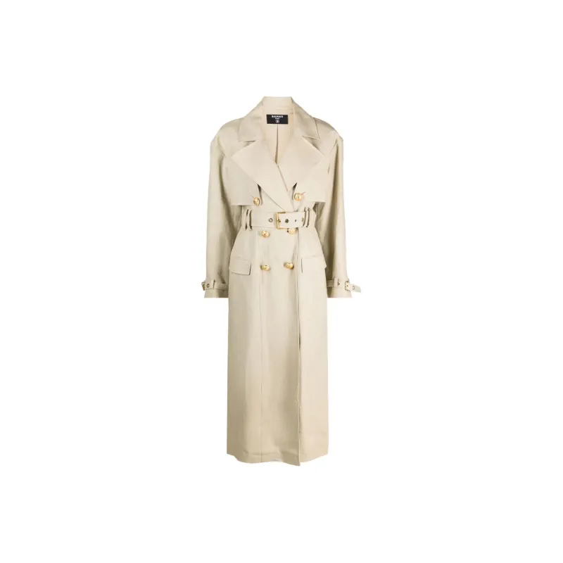 BALMAIN Embellished Gabardine Trench Coat-0