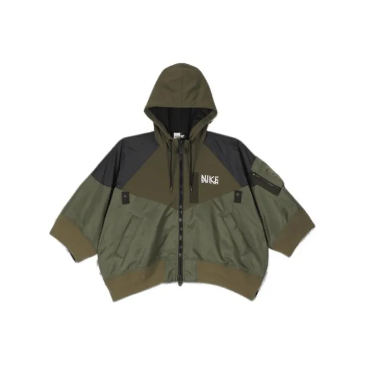 Nike X Sacai Women'ss Full Zip Hooded Jacket Khaki-0