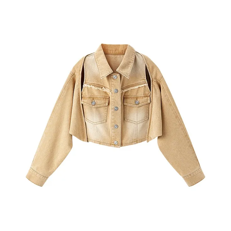 LEDIN Denim Jackets Women's Light Yellow-0