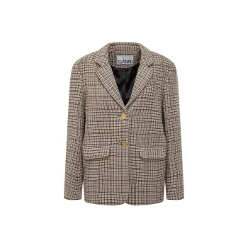 GANNI Check Boxy Blazer