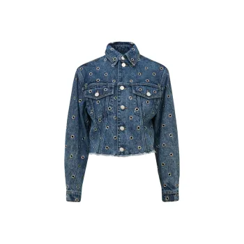 Alaia Denim Jackets Women's Dark Blue