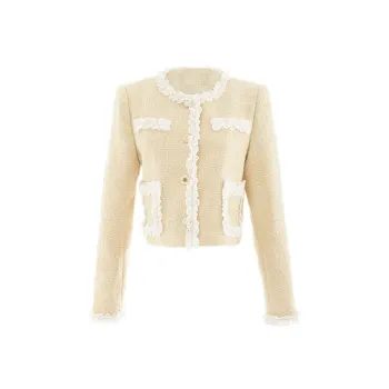Blovelan Cropped Coats Women's Cheese Yellow