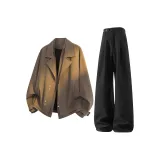 Coffee Top+Black Pants