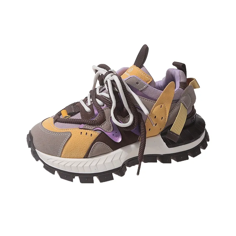 SUPEREDGE Slip Resistant, Abrasion Resistant Cushioning Low Top Chunky Sneakers Women's-6