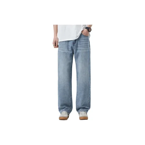 FAIRWHALE Jeans Unisex Vintage Blue Light Blue