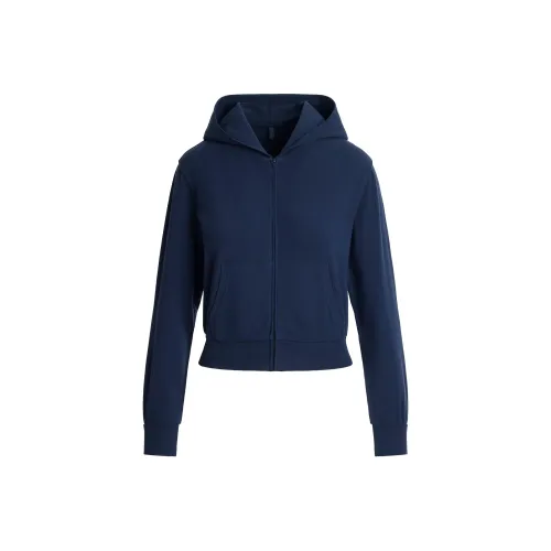 SKIMS SS25 COTTON JERSEY ZIP UP HOODIE Sweatshirt Women's NAVY/Marine Blue