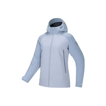 Anta Variety Training Collection Water Repellent Windbreaker Jacket Women's Creamy Gray Blue/Winged Blue