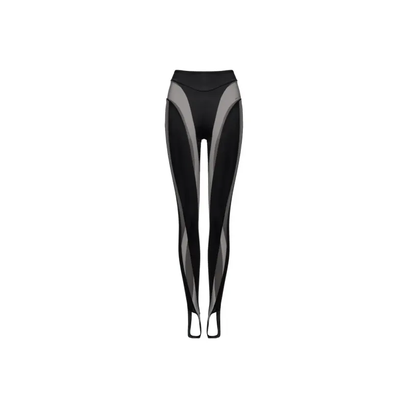 Mugler H&M Mesh Paneled Stirrup Leggings Black-0