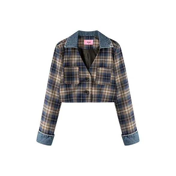 CHUU Business Suits Women's Blue Plaid-0