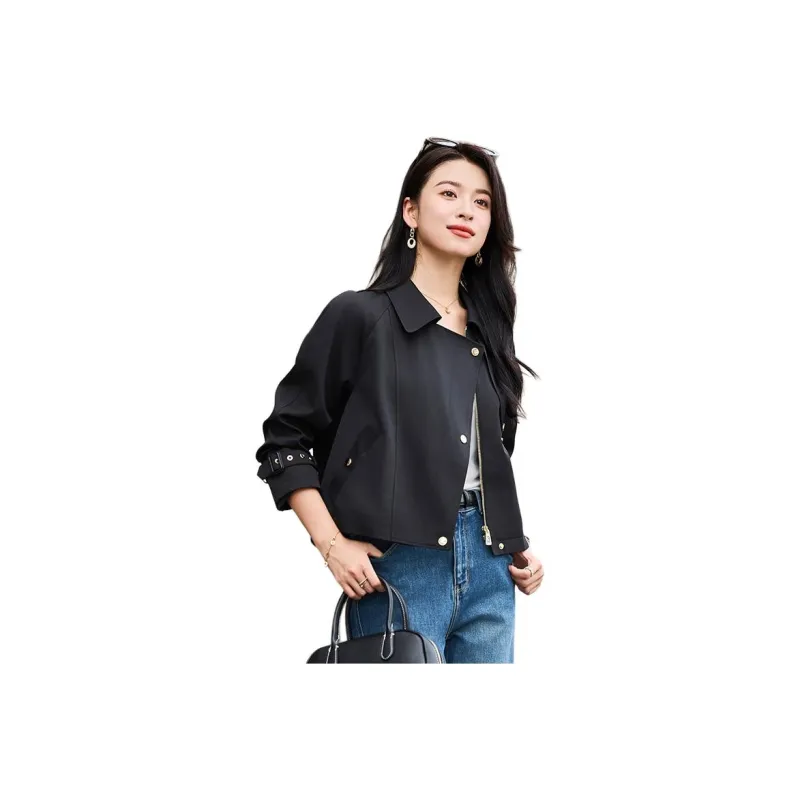 Yi Mengyuan Cropped Trench Coat Women's-7