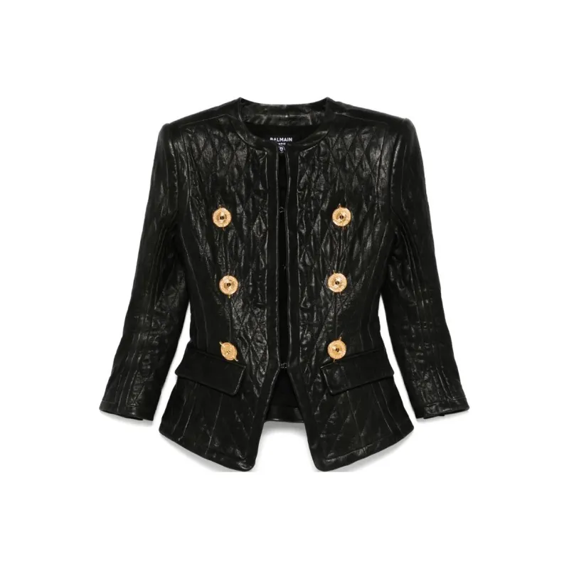 BALMAIN Quilted Leather Jacket-0