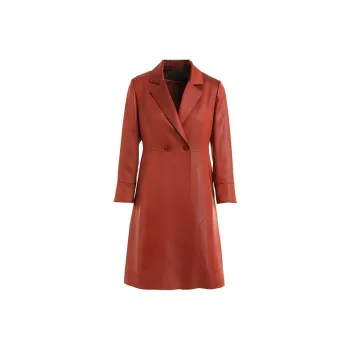 QIAOWANNI Trench Coat Women's Brocade Orange