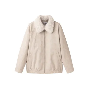 LEDIN Leather Jackets Women's Snow White