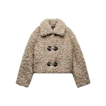 ZARA Velvet-feel Coat Women's Gold Brown