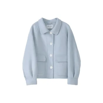 Fstudio Fall And Winter Petite Cropped Coat 100 Sheep Wool Top Women's