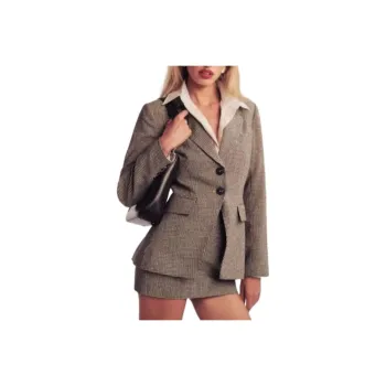 REFORMATION Business Suit Women's Tan Houndstooth Pattern