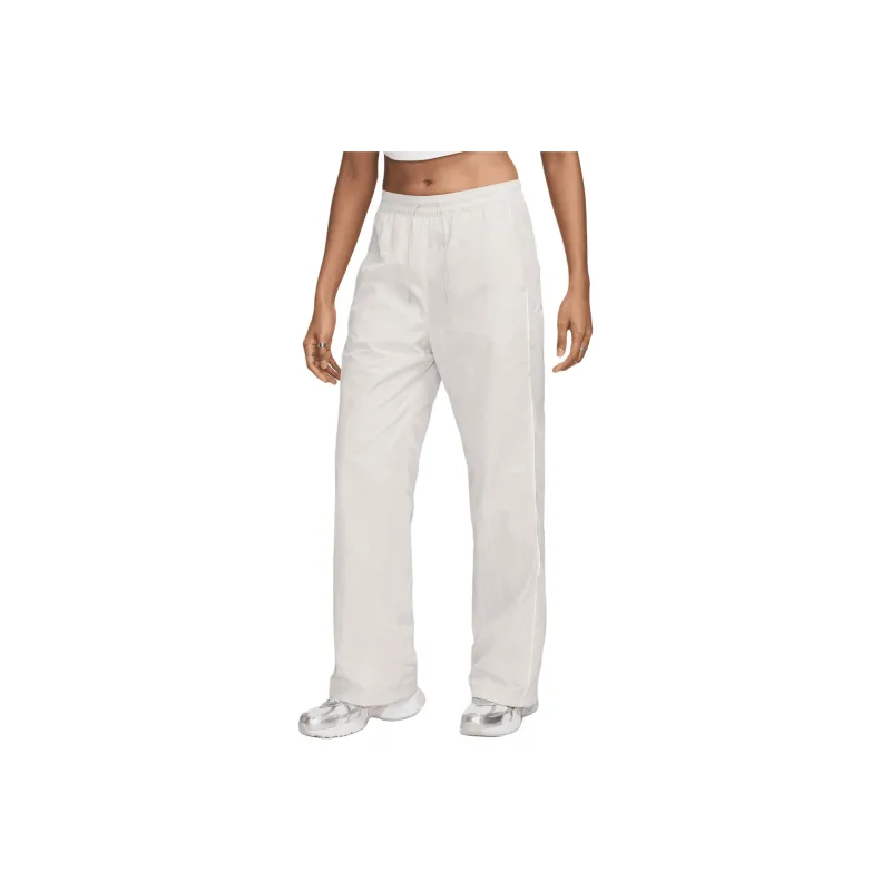 Nike High Waisted Woven Open Hem Trousers 'Light Orewood Brown/White'-0