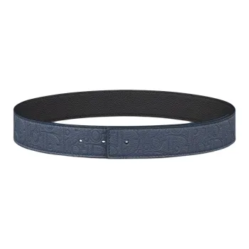 DIOR Leather, Calfskin Leather Belts Unisex Blue 3.5CM