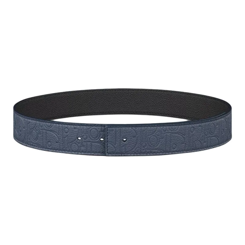DIOR Leather, Calfskin Leather Belts Unisex Blue 3.5CM-0