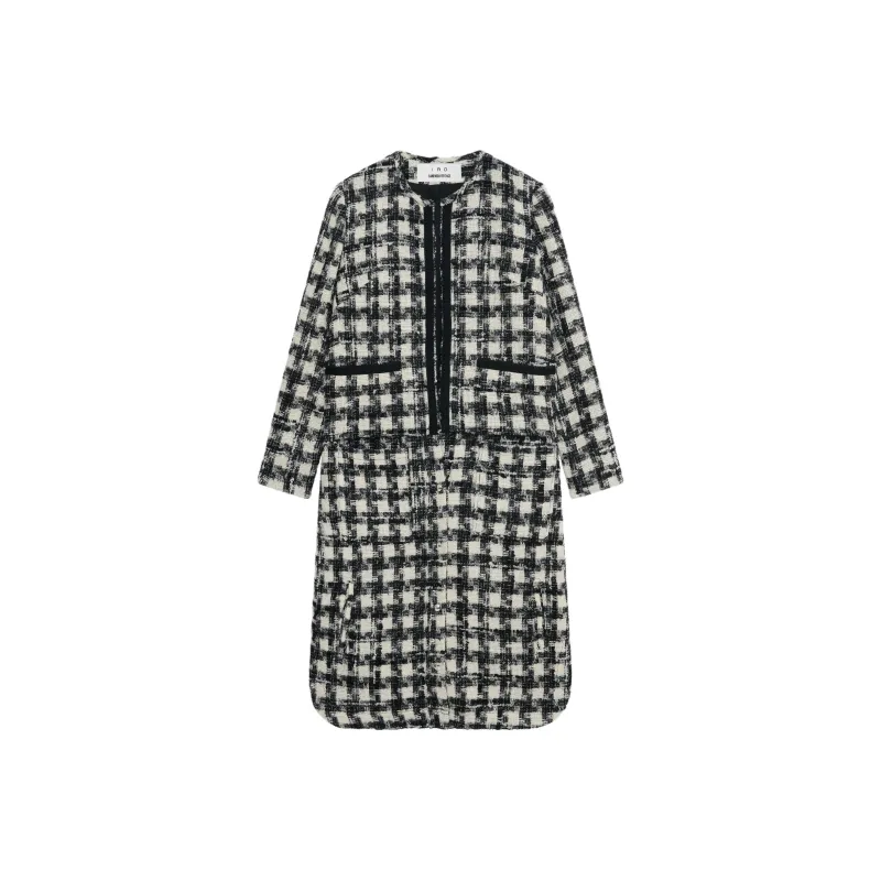 SAMI MIRO VINTAGE x IRO FW24 HOUNDSTOOTH TRENCH Coats Women's Black White-0