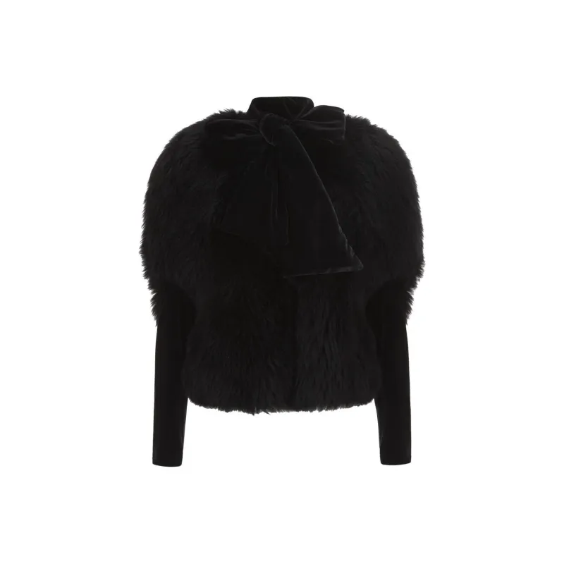 EMPORIO ARMANI Velvet feel Coat Women's Black-0