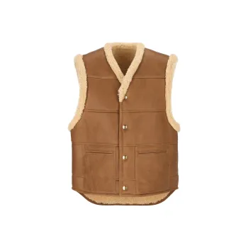 CELINE Oversized Sleeveless Jacket In Curly Lambskin