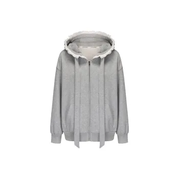 CHIWAWAMEME Cropped Coats Women's Gray Fleece Lined