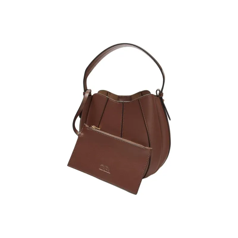 ZARA Polyurethane Shoulder Bag, Crossbody Bag, Handbag Women's Dark Brown Yellow-2