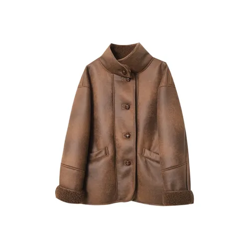 CHARM PICK Coats Women's Coffee