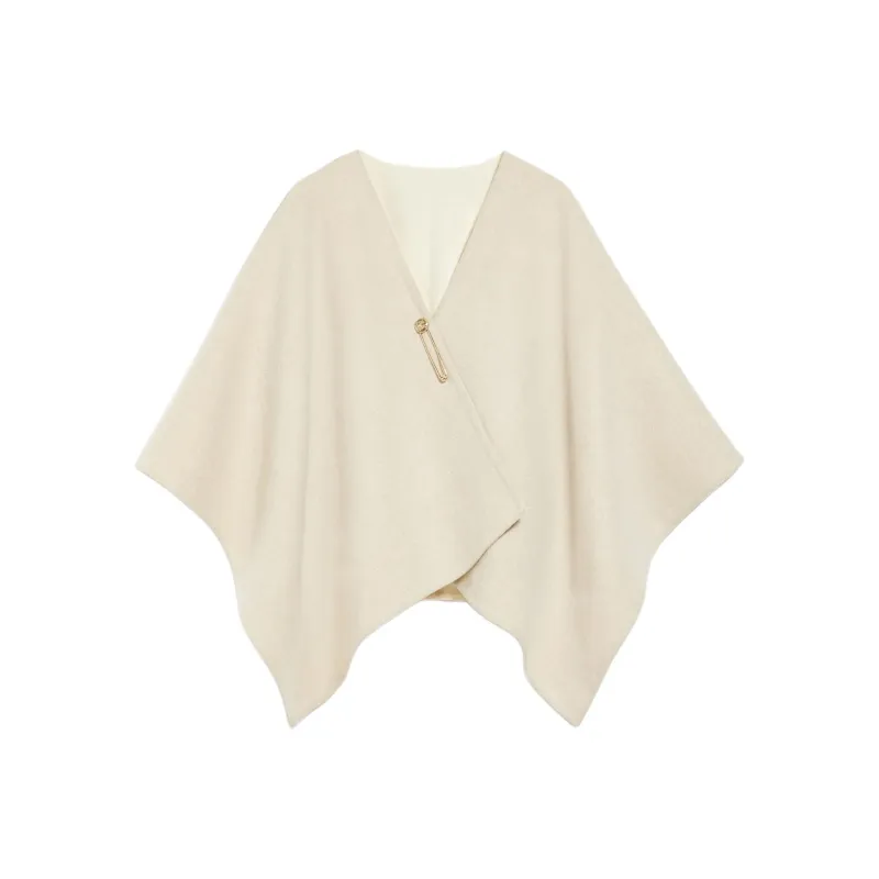MaxMara Serra Collection Reversible Alpaca Cape Cloaks Women's Sand-0