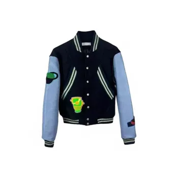 GUOZHEN Baseball Jacket Unisex Navy Blue