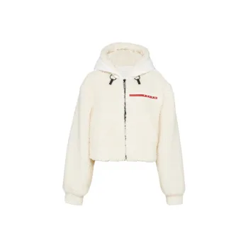 PRADA Velvet-feel Coat Women's Beige