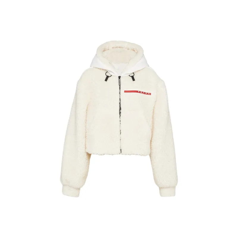 PRADA Velvet-feel Coat Women's Beige-0