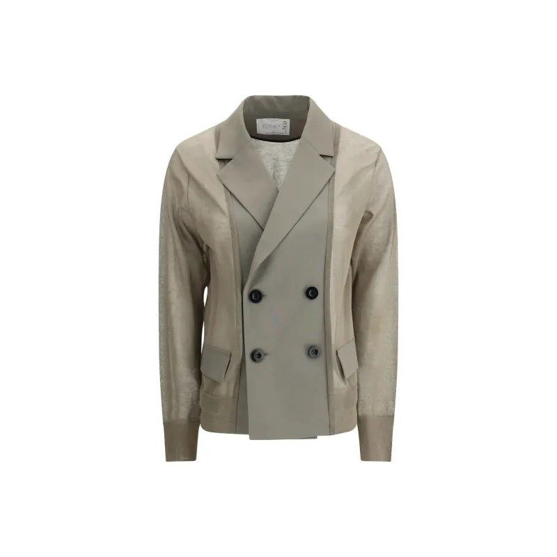 Sacai Double Breasted Panelled Jacket-0