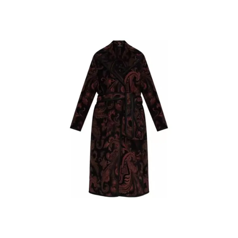 METROCITY Paisley Patterned Belted Coat-0