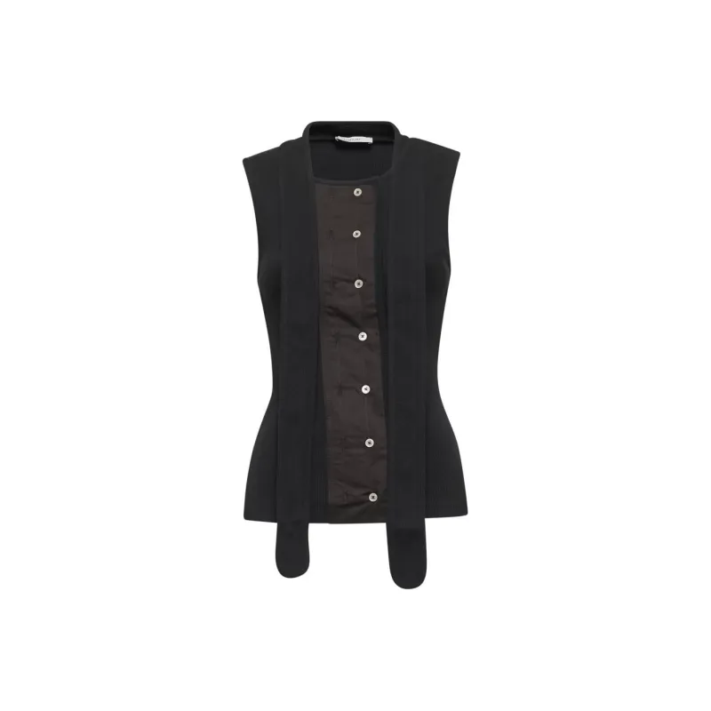Lemaire Asymmetrical Fitted Top 'Jet Black'-0