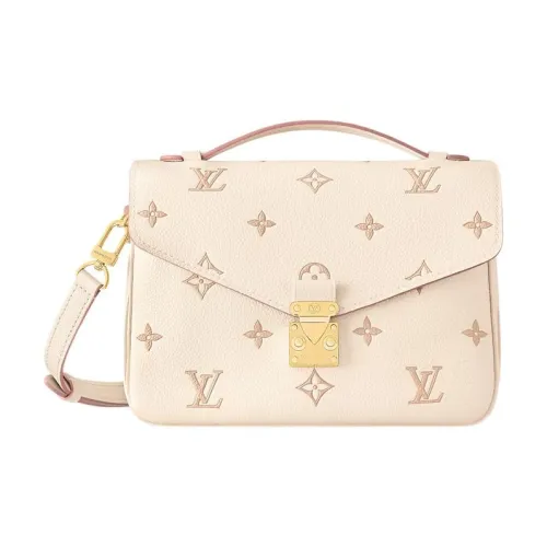 LOUIS VUITTON Pochette Metis Grain Cow Leather Crossbody One Shoulder Handbag Women's Beige Pink