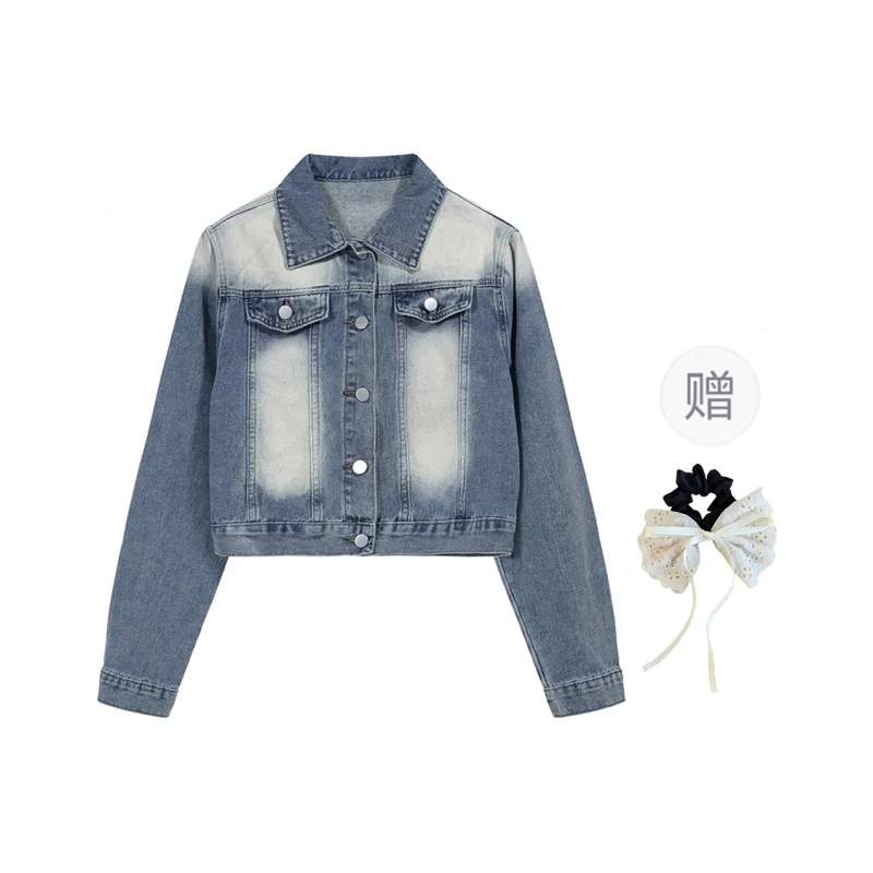 PAVEA Denim Jacket Women's Blue+Hair Tie Comes With-0