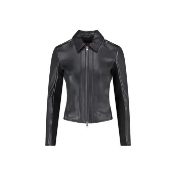 DIESEL Leather Jacket Women's Black