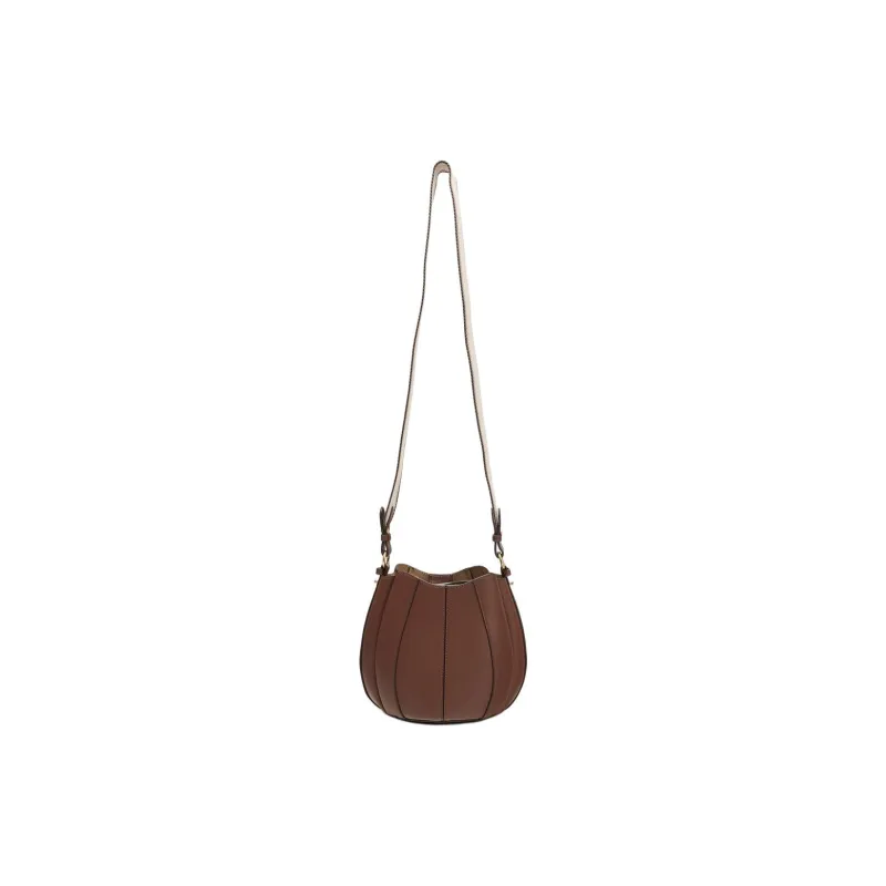 ZARA Polyurethane Shoulder Bag, Crossbody Bag, Handbag Women's Dark Brown Yellow-4