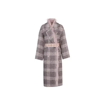 Duffy Fashion Velvet-feel Coat Women's Gray Pink