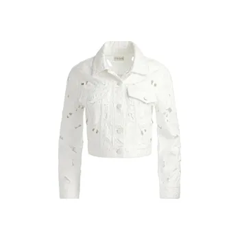 ALICE+OLIVIA Chloe Embroidered Denim Jacket
