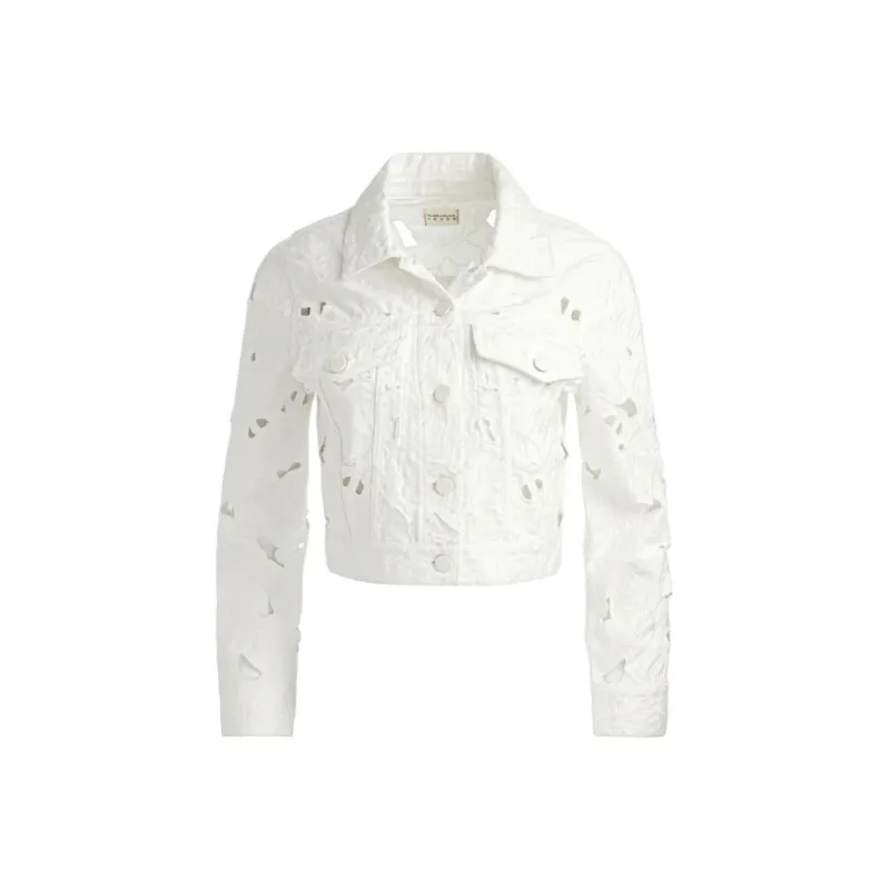 ALICE+OLIVIA Chloe Embroidered Denim Jacket-0