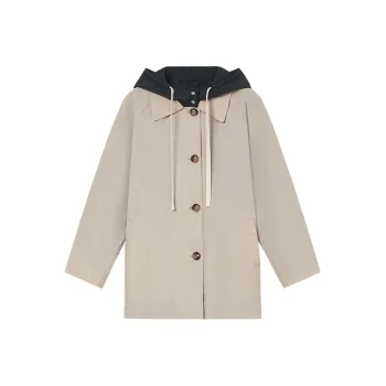 Orange Desire Trench Coat Women's Beige Camel & Blue
