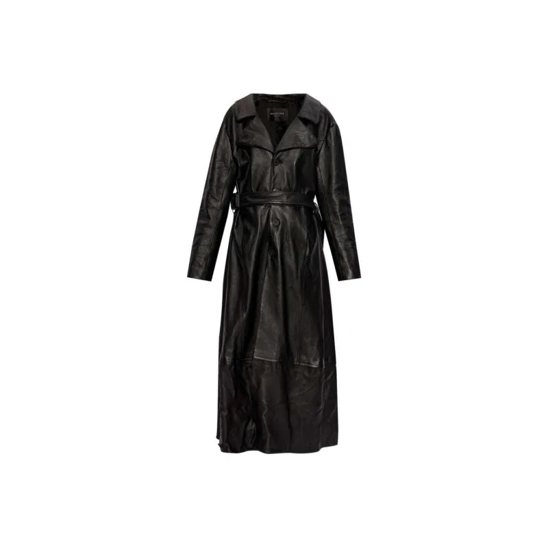 Balenciaga Leather Jacket Regular Fit Women's Black-0