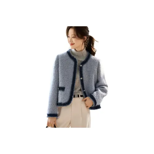 Mo Han Yi Mei Velvet feel Coat Women's Gray Blue