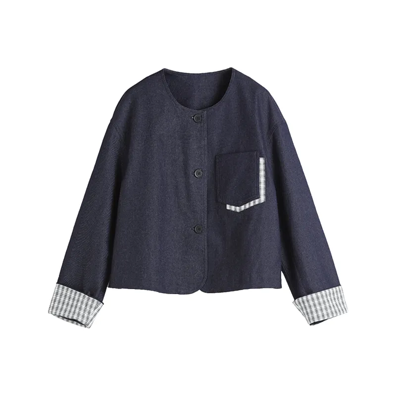 Hang Yi Court Denim Jacket Women's Navy Blue-0
