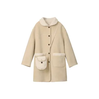 Fstudio Fall And Winter Korean Petite Commute Warm Mid Length Nappa Coat Women's Apricot