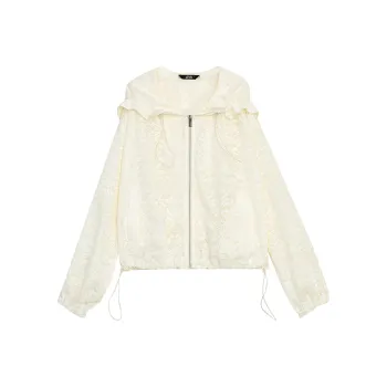 ELF SACK Cropped Coat Women's Lace Beige